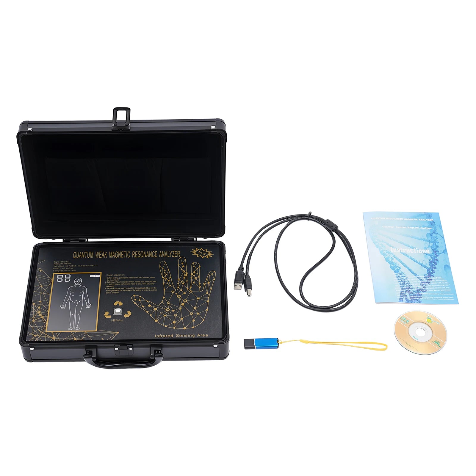 جهاز تحليل الصحة الكمي مع أكثر من 50 تقريرًا، وجهاز مراقبة صحة الجسم المحمول مع مستشعر الأشعة تحت الحمراء، وماسح صحي غير جراحي