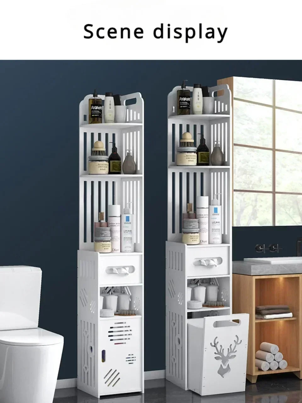 Bathroom Storage Cabinet Large Capacity Narrow Seam Storage Rack Waterproof Storage Rack Bathroom Floor Standing Storage Rack