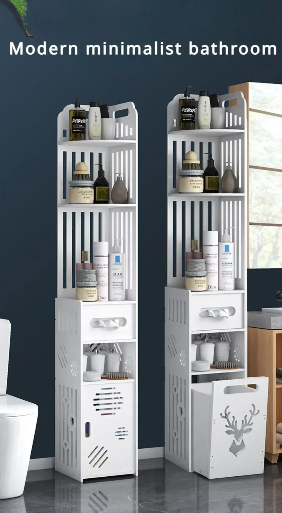 Bathroom Storage Cabinet Large Capacity Narrow Seam Storage Rack Waterproof Storage Rack Bathroom Floor Standing Storage Rack