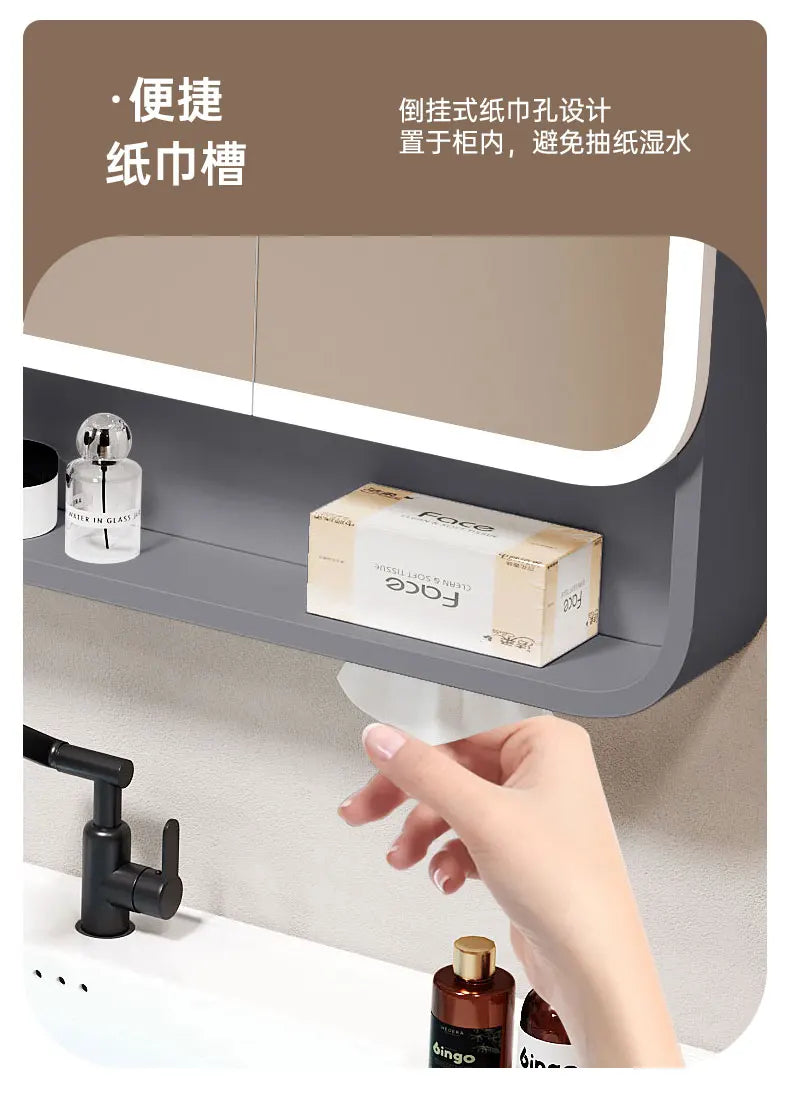 Standing Storage Bathroom Cabinet Shelf Light Mirror Organizer Bathroom Cabinet Vanity Shower Rack Banyo Dolabi Furniture