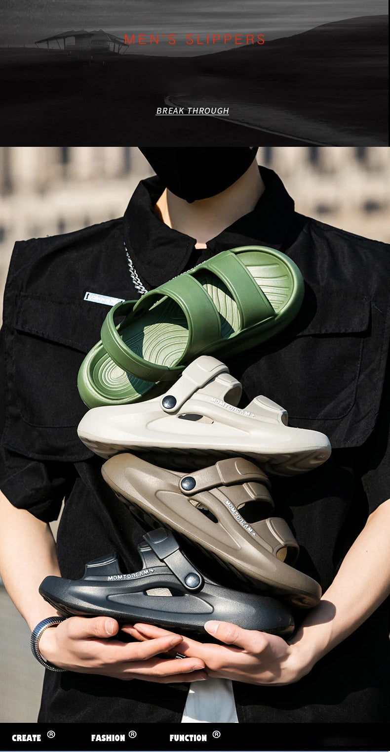 Man Sandals Fashion Sports 5CM Thick EVA Sole Comfortable Soft QuikFoam Slippers Slides Beach Street