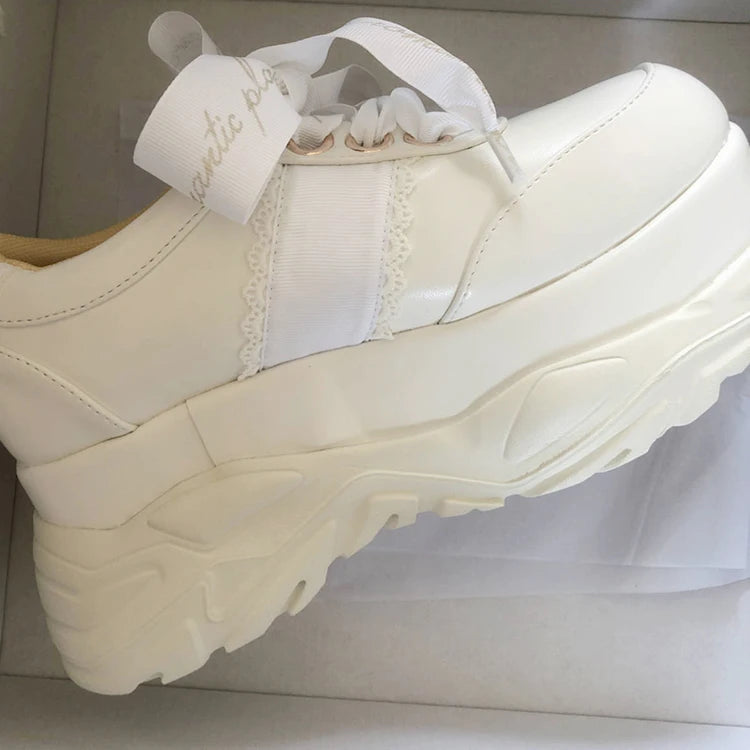 Liz Japanese Heart Shape Rhinestone Pearl Mine Series Thick Bottom Platform Lolita Casual Muffin Shoes Sweet Sports Shoes