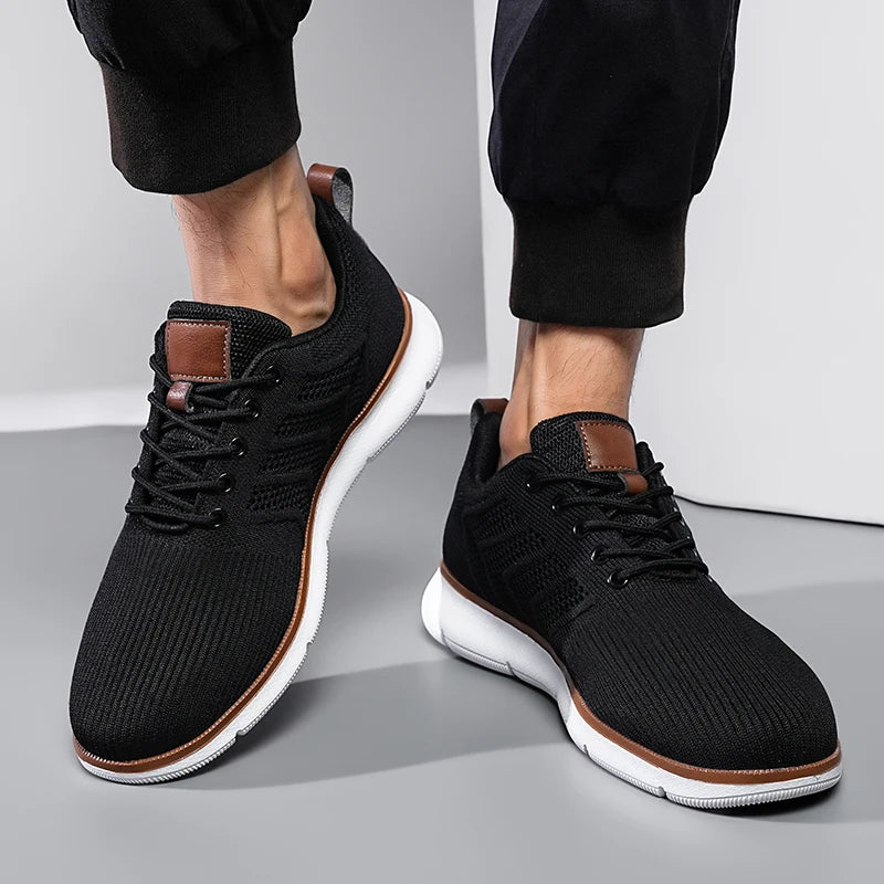 2025 New Men's Shoes Lightweight Breathable Knitted Casual Sports Shoes Men's Low Cut Comfortable Walking Shoes Size 39-48