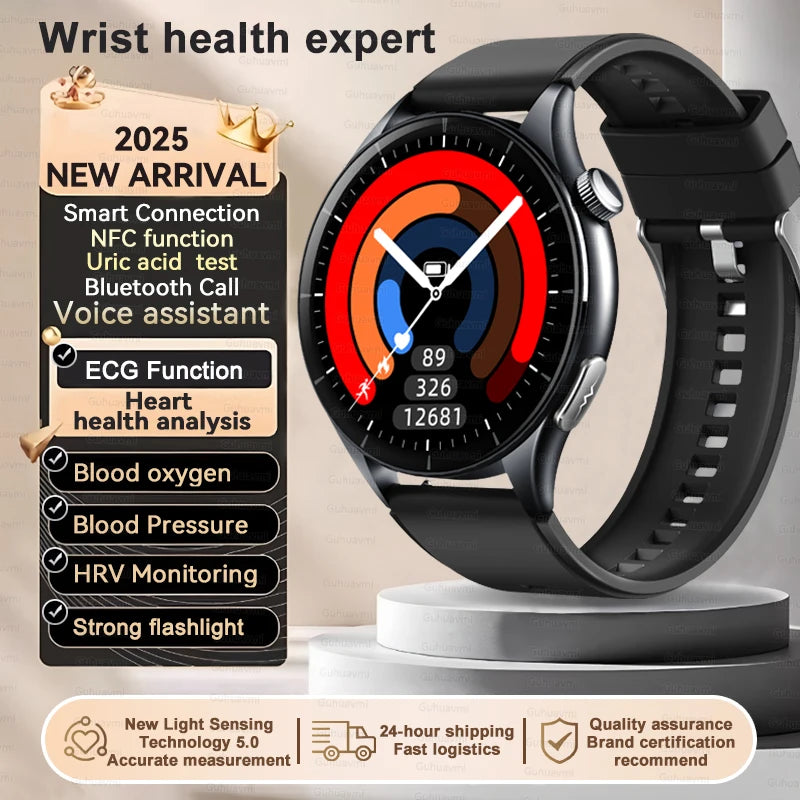Sapphire 2025New Health managed Smart Watch Health measure Blood Fat Uric Acid Call ECG+PPG blood pressure Health Smartwatch IOS