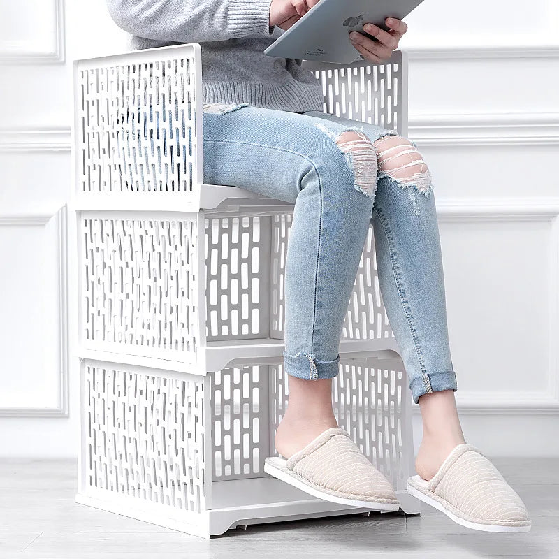 Wardrobe Storage Cabinet Organizer Drawer Clothes Closet Storage Box Layered Partitions Finishing Shelf Dormitory Storage