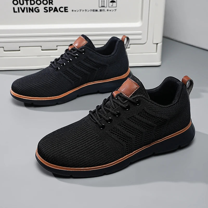 2025 New Men's Shoes Lightweight Breathable Knitted Casual Sports Shoes Men's Low Cut Comfortable Walking Shoes Size 39-48
