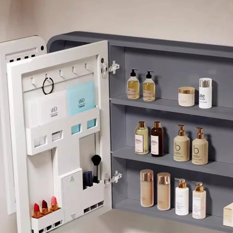 Standing Storage Bathroom Cabinet Shelf Light Mirror Organizer Bathroom Cabinet Vanity Shower Rack Banyo Dolabi Furniture