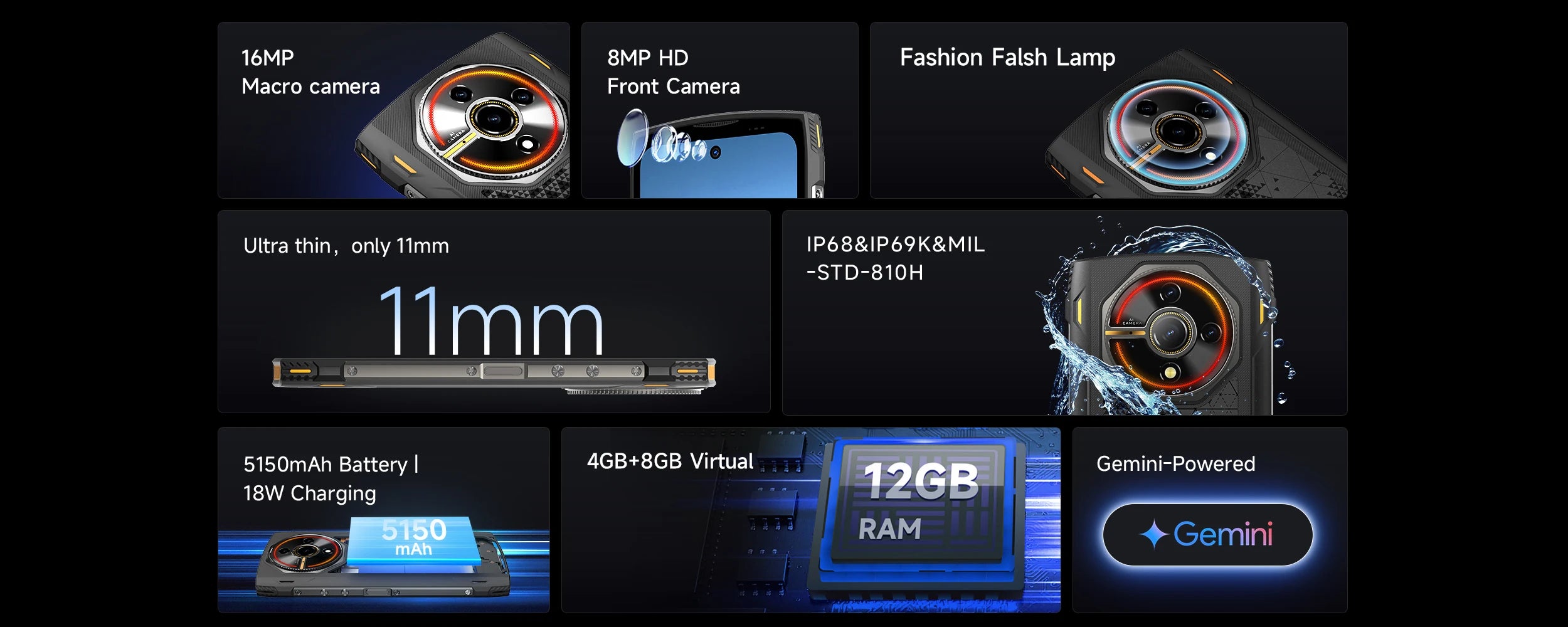 LAGENIO Panther 1 Ultra-thin Smartphone 6.7" HD 4+128GB Rugged Mobile Phone 13MP 5150mAh 4G Cellphone Android 15 Fingerprint NFC