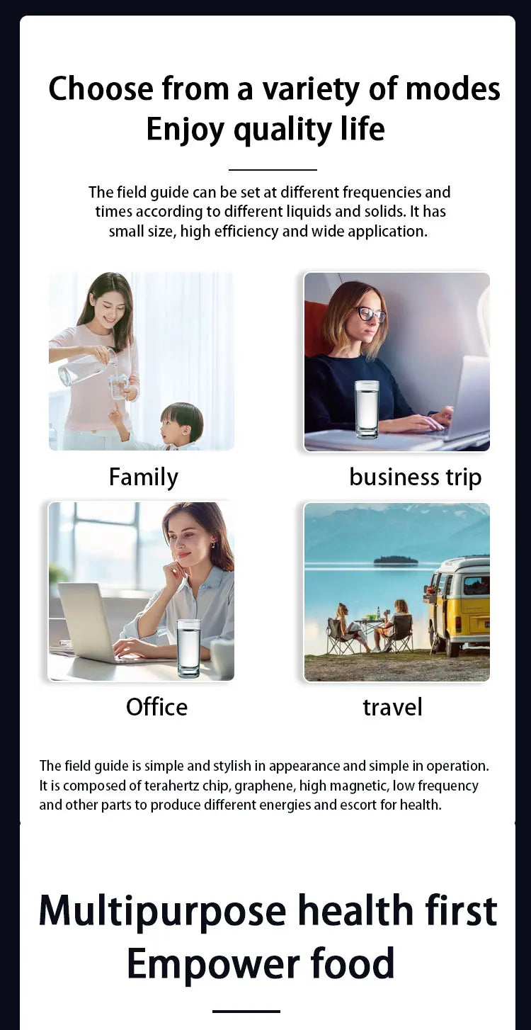 Newest Iteracare Advanced Health Water Machine Home Use 5 Modes Terahertz 2.0 Polymer Energy Detector Tester for Wellness