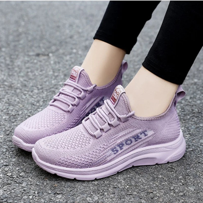 Sneakers 2025 New Fashion Wedge Platform Plus Size Casual Sports Shoes Women Lace-up Mesh Breathable Women's Vulcanized Shoes
