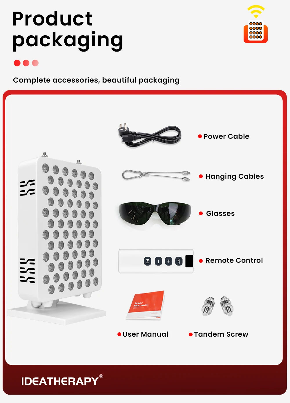 9Spectrum 5W Dual Chip Infrared Therapy Panel Light Lamp LED Home Light Therapy APP Controlled for Health And Wellness