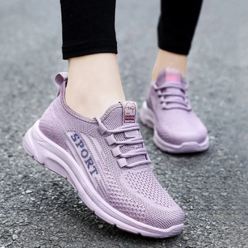 Sneakers 2025 New Fashion Wedge Platform Plus Size Casual Sports Shoes Women Lace-up Mesh Breathable Women's Vulcanized Shoes