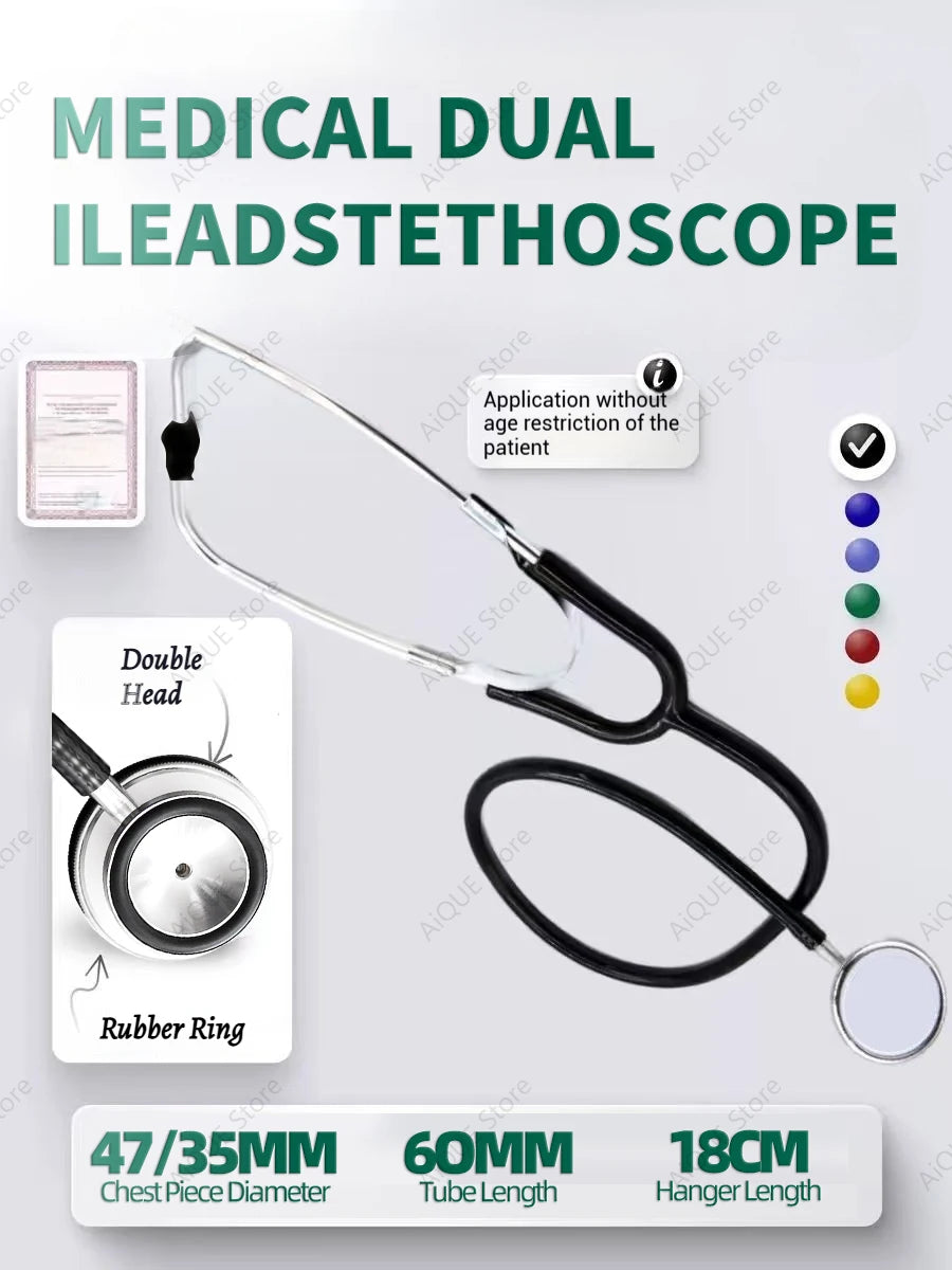 AiQUE Double Chest Piece Stethoscope Cardiology Heart Doctor Medical Stethoscope Professional Medical Equipment Medical Student