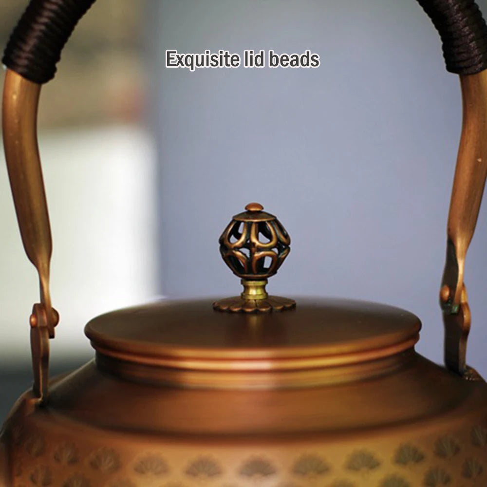 New high-capacity red copper teapot, Household gas stove boiling water kettle, Health wellness tea kettle, Kungfu tea set, 2.0L