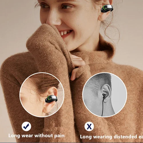 Bluetooth Headset With Microphone Ear Clip Headphone TWS Wireless Earphone Single In-Ear HD HiFi Stereo Touch Control Sports Men