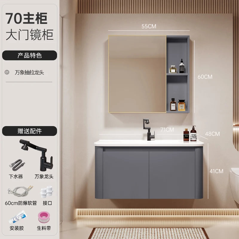 Standing Storage Bathroom Cabinet Shelf Light Mirror Organizer Bathroom Cabinet Vanity Shower Rack Banyo Dolabi Furniture