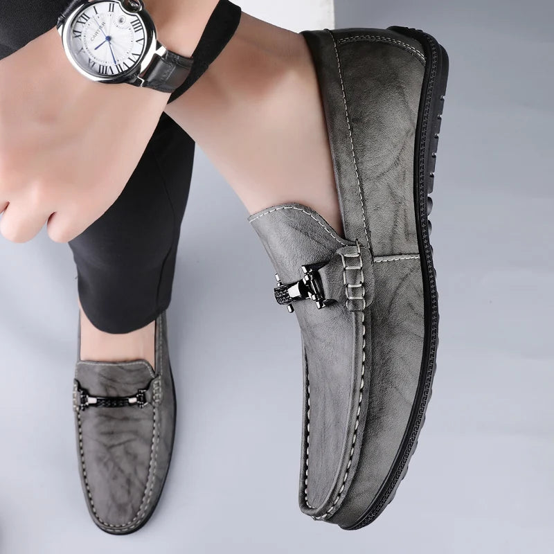 Genuine Leather Loafers for Men Handmade Casual Shoes Moccasins Breathable Sneakers Mens Driving Shoes Comfort Soft Dress Flats