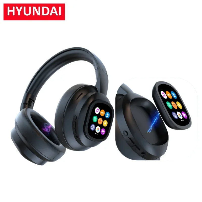 New HYUNDAI X1PRO Wireless Bluetooth 6.0 Headphone,AI Translation Earphones,100+Languages,With Magnetic Touch Control LED Screen