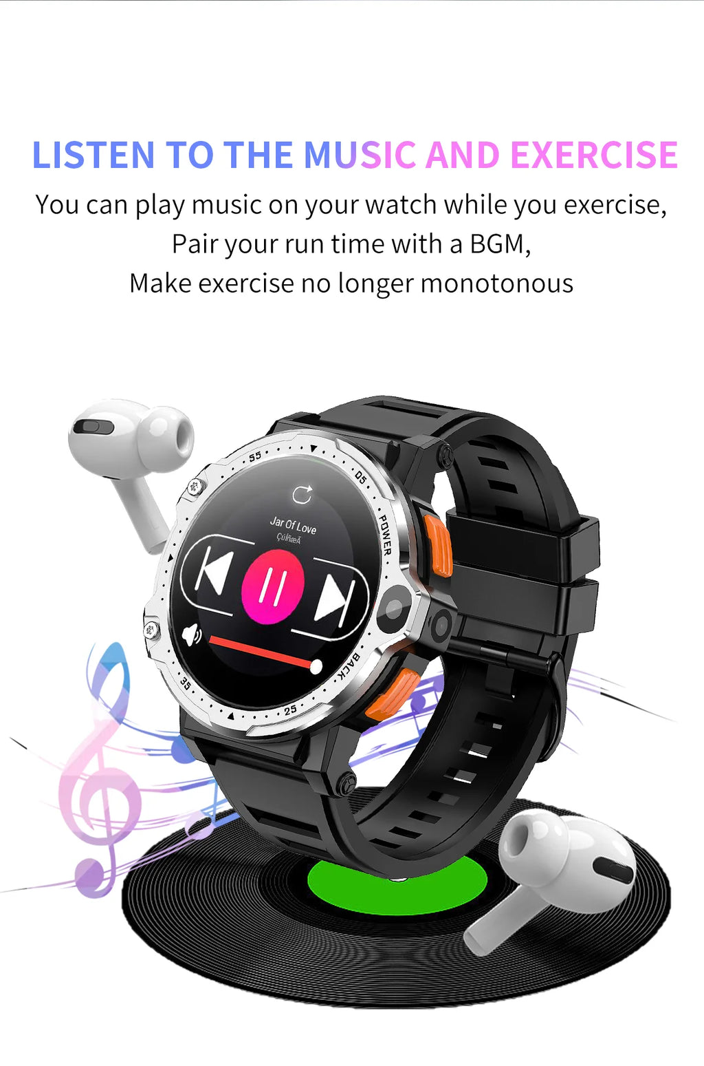 Android with Wifi GPS Support Sim Card Camera Mobile Phone Smart Watches IP67 Alloy Silica Gel Male Round 2023 Newest Pg999 4g