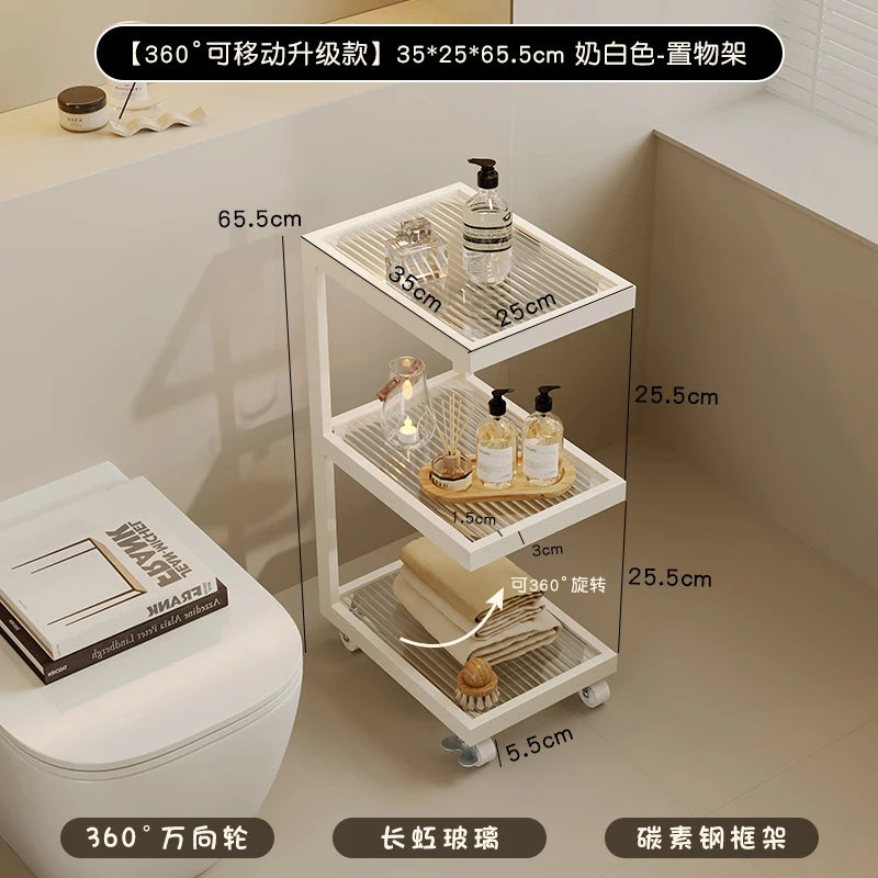 Spacious Bathroom Storage Organizer Multifunctional Floor Standing Cabinet Waterproof Freestanding for Small Gap