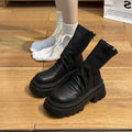 Platform Heel Women Short Booties Fashion Back Zippers Ankle Booties Retro Style Autumn Winter Female Shoes
