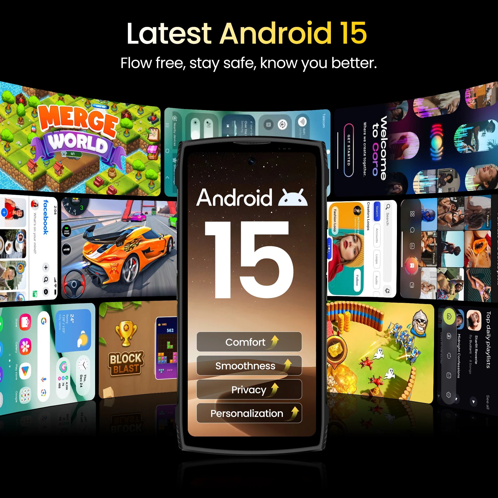 4G Rugged Smartphone LAGENIO Panther 2 Pro Android 15 8GB+256GB Mobile Phone 50MP 5150mAh 6.7 " HD Ultra-thin Cellphone Gemini