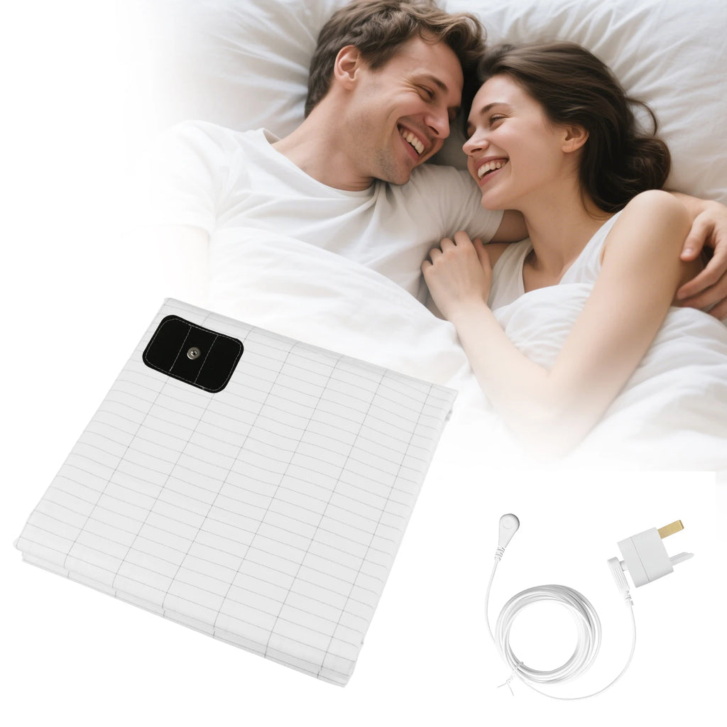 10% Silver Fiber Grounding Sheet Flat Bedsheet with Earthing Cord Organic Cotton Health Sheet Natural Wellness Release Stress