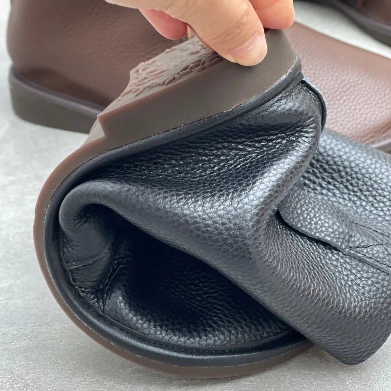 Johnature Retro Genuine Leather Short Boots 2025 New Casual Round Toe Versatile Solid Color Women's Soft Cowhide Soft Sole Shoes