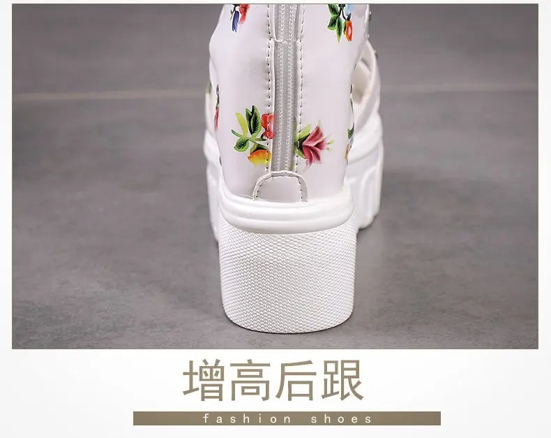 Ladies High-heel Women's Wedge Sandals Summer Thick-bottom Hollow Fish Mouth Roman Style Gladiator Casual Zipper Platform Shoe