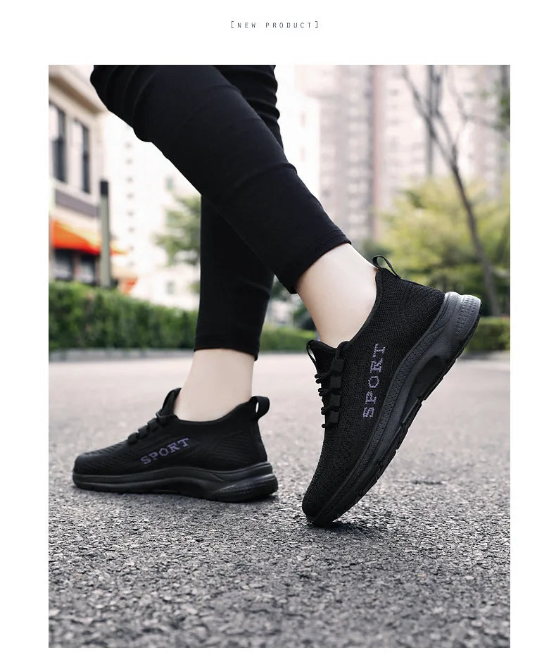 Sneakers 2025 New Fashion Wedge Platform Plus Size Casual Sports Shoes Women Lace-up Mesh Breathable Women's Vulcanized Shoes
