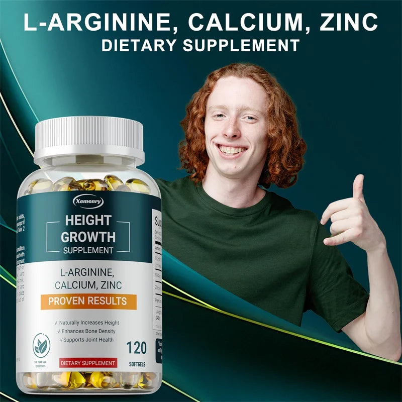 Height Growth Supplements - Supports Bone Health, Strengthens Bones, Is Well Absorbed, and Promotes Natural Height Growth