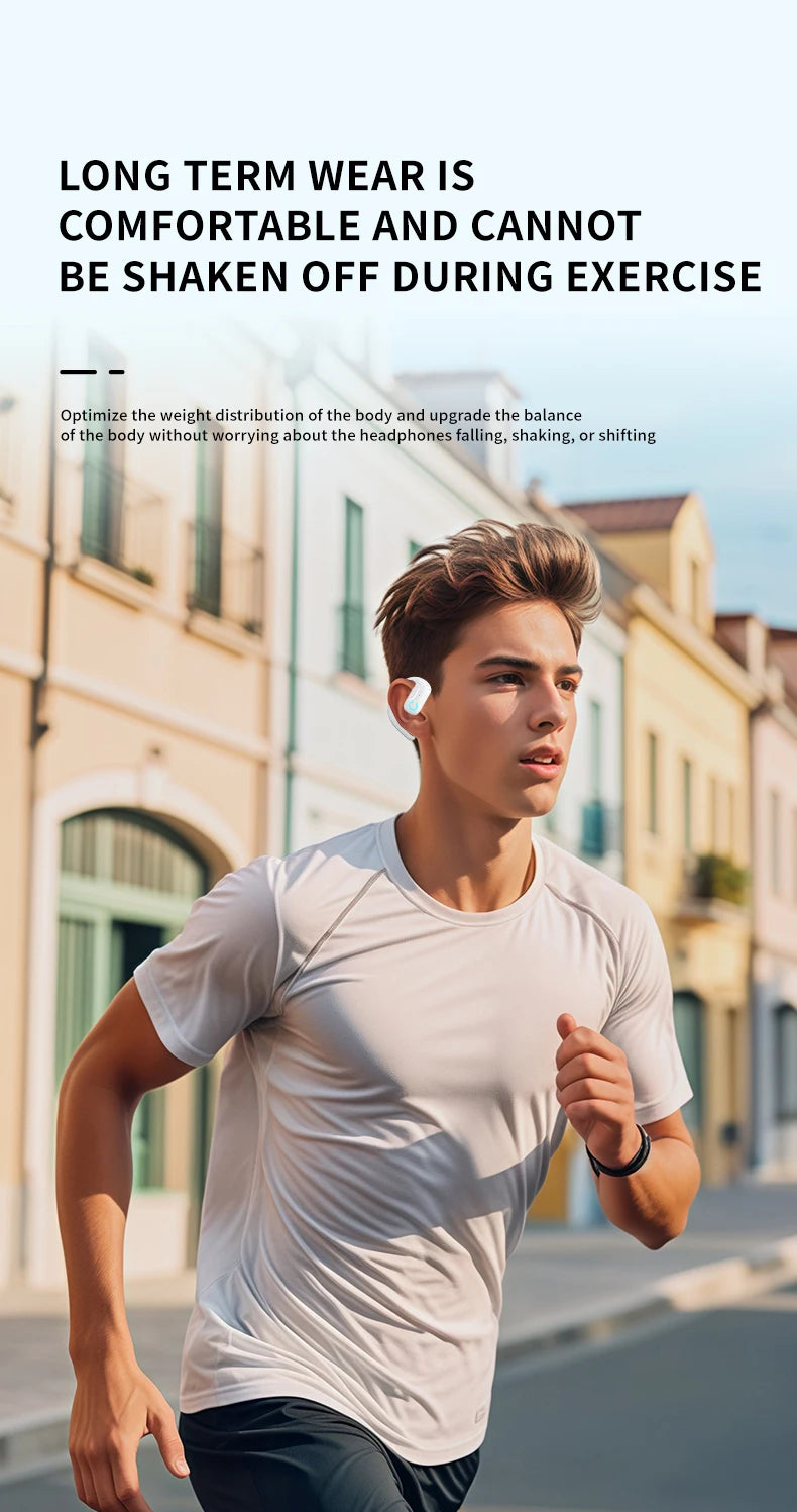 سماعة أذن لاسلكية مفتوحة بتقنية البلوتوث 5.4، قابلة للدوران 180 درجة، قابلة للتعديل للأذن اليسرى واليمنى، سماعة رأس عالمية مزودة بميكروفون للموسيقى الرياضية والأعمال