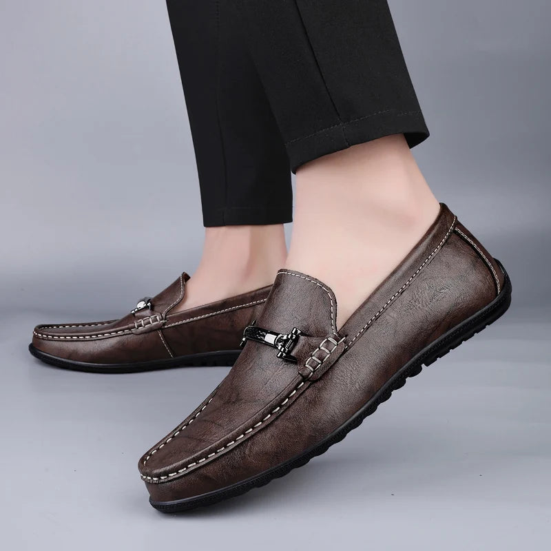 Genuine Leather Loafers for Men Handmade Casual Shoes Moccasins Breathable Sneakers Mens Driving Shoes Comfort Soft Dress Flats