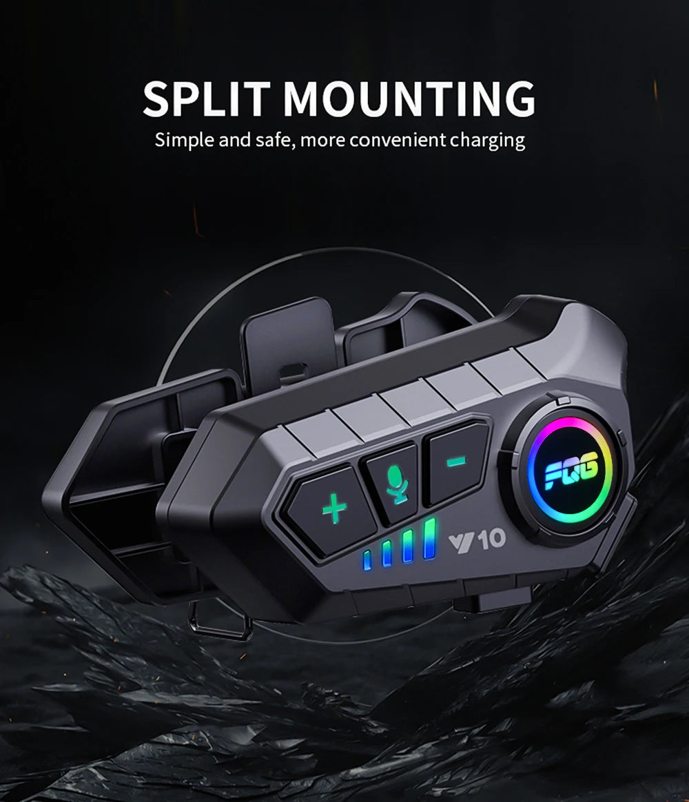 سماعة رأس خوذة بلوتوث 5.3 لاسلكية بدون استخدام اليدين طقم هاتف للدراجات النارية سماعة أذن مقاومة للماء مشغل موسيقى MP3 مكبر صوت للدراجات النارية