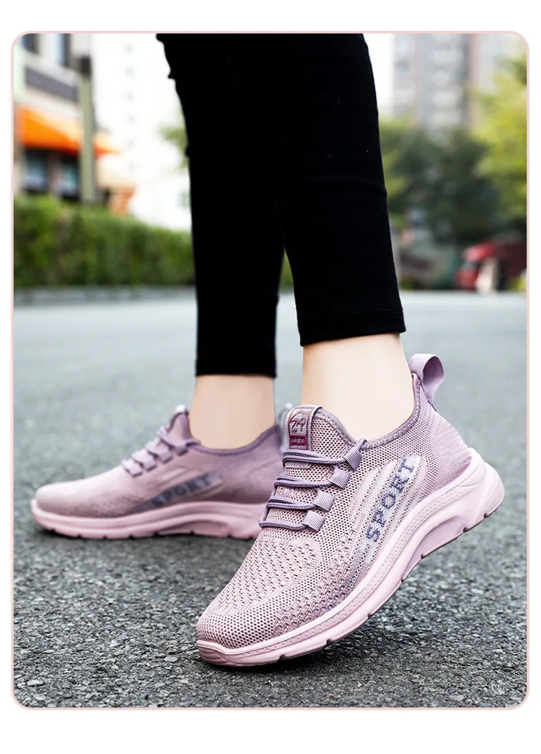 Sneakers 2025 New Fashion Wedge Platform Plus Size Casual Sports Shoes Women Lace-up Mesh Breathable Women's Vulcanized Shoes