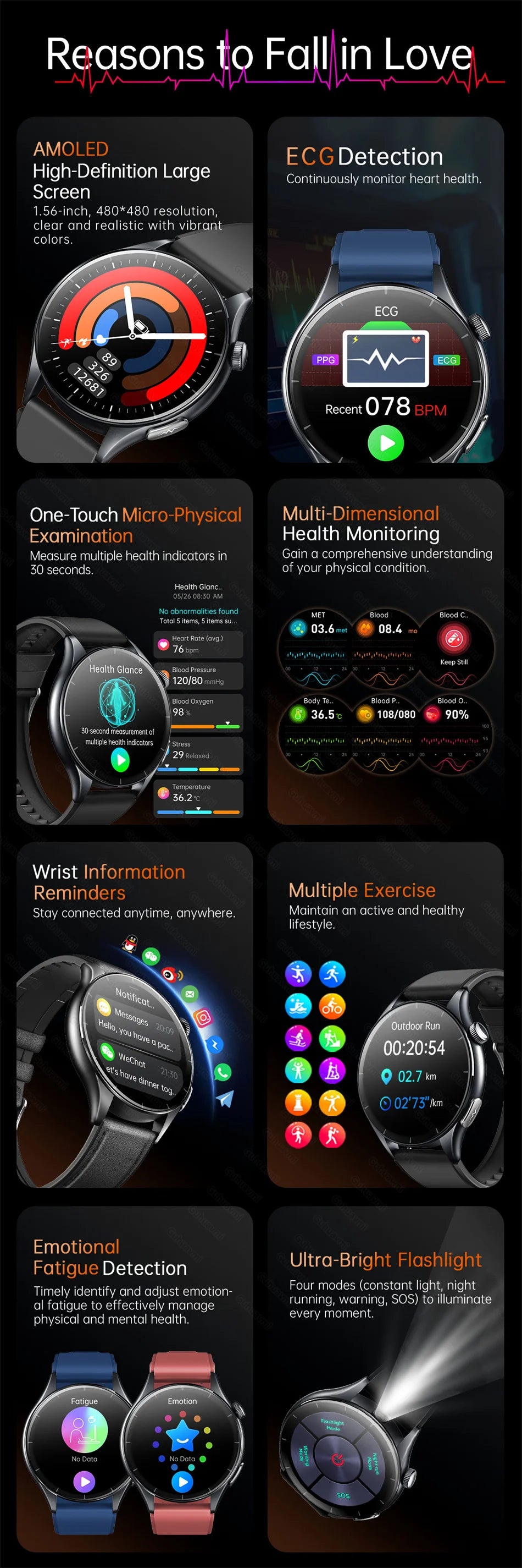 Sapphire 2025New Health managed Smart Watch Health measure Blood Fat Uric Acid Call ECG+PPG blood pressure Health Smartwatch IOS