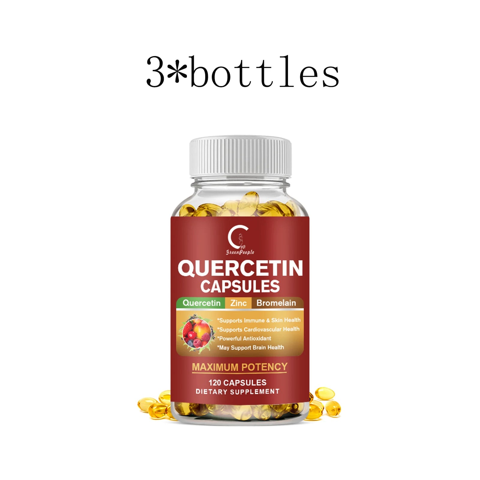 Quercetin Capsules Supplement Quercetin with Bromelain Capsule- Non-GMO - Gluten Free - Supports Overall Health & Well Being