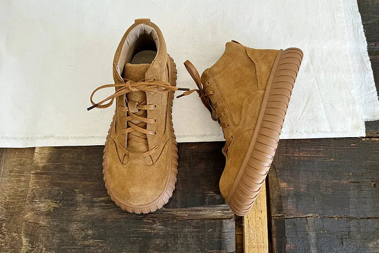 Careaymade-Wide Head Genuine Leather Women's Boots comfortable soft sole thick sole Boken warm Ankle Boots workwear short boots