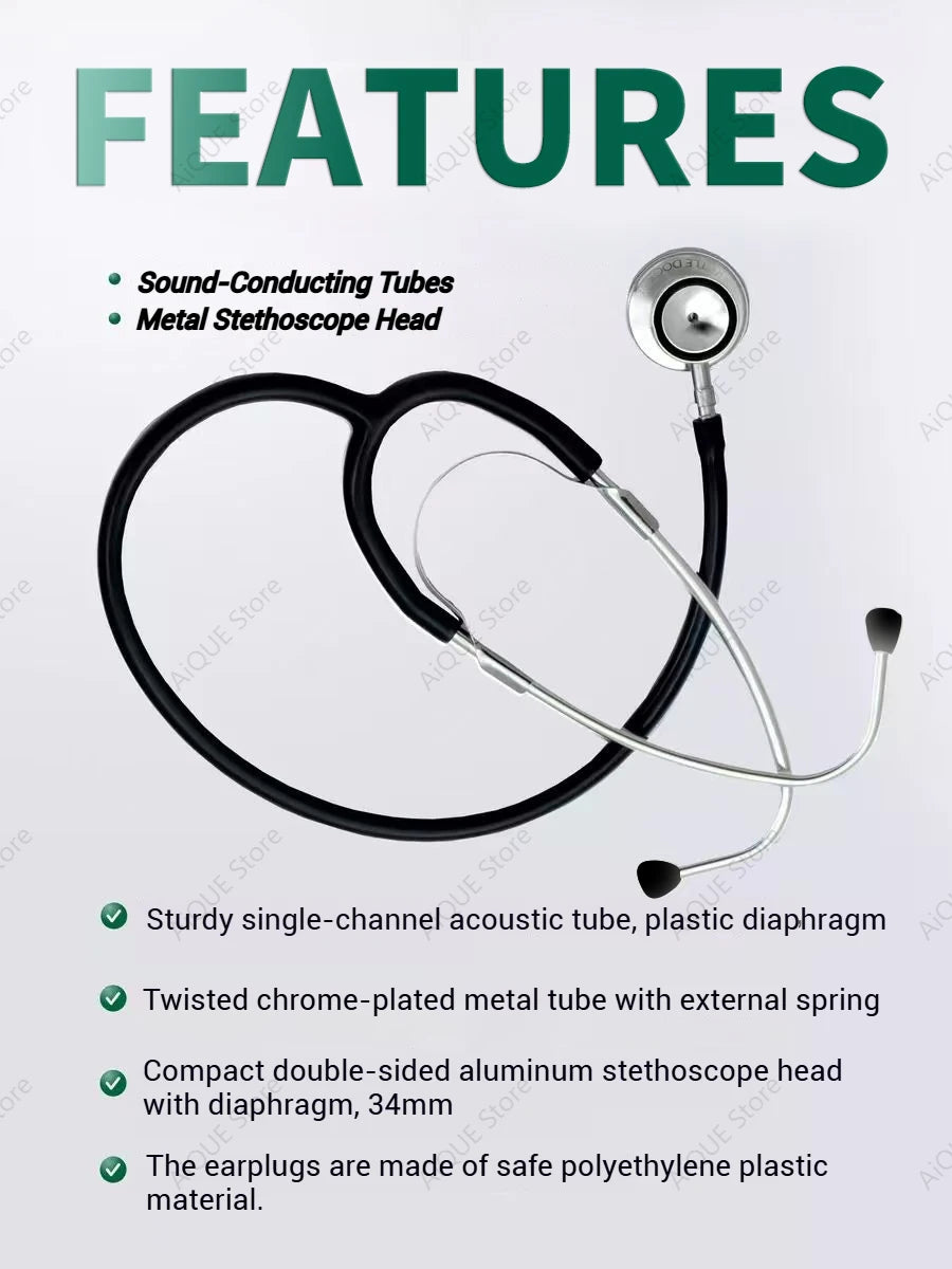 AiQUE Double Chest Piece Stethoscope Cardiology Heart Doctor Medical Stethoscope Professional Medical Equipment Medical Student