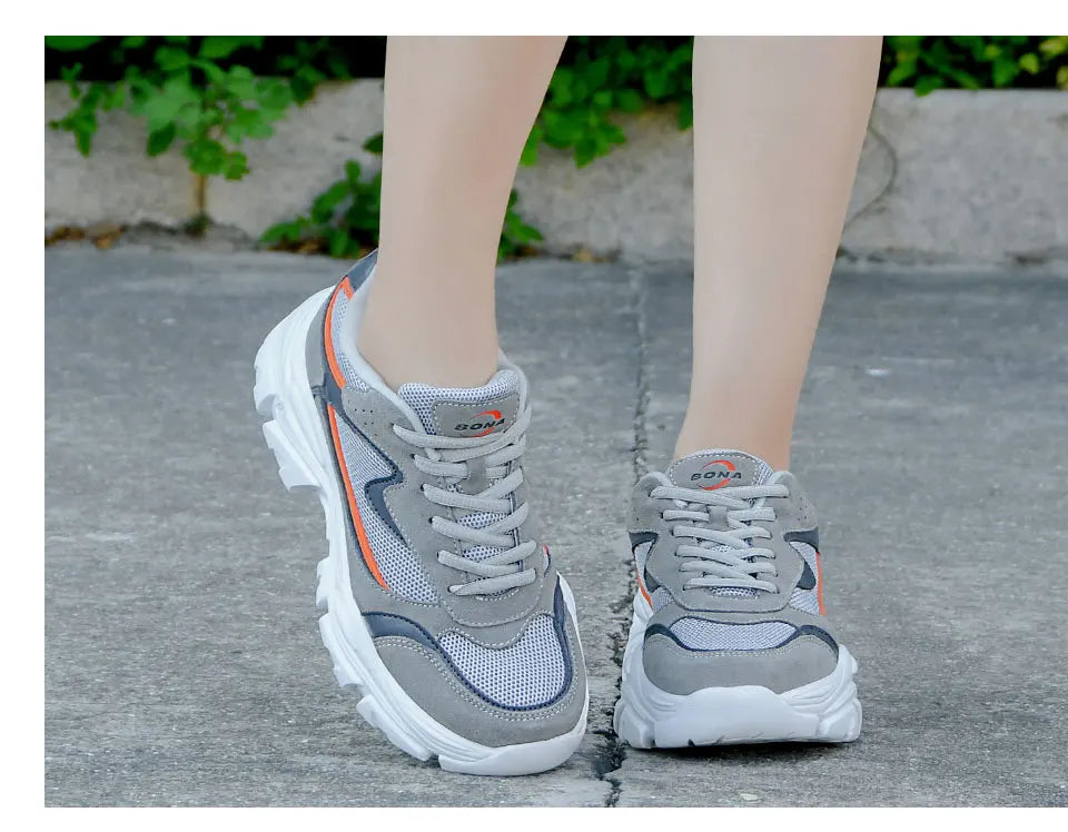BONA 2023 New Designers Breathable Outdoor Light Weight Sneakers Women Platform Walking Shoes Ladies Feminino  Mujer