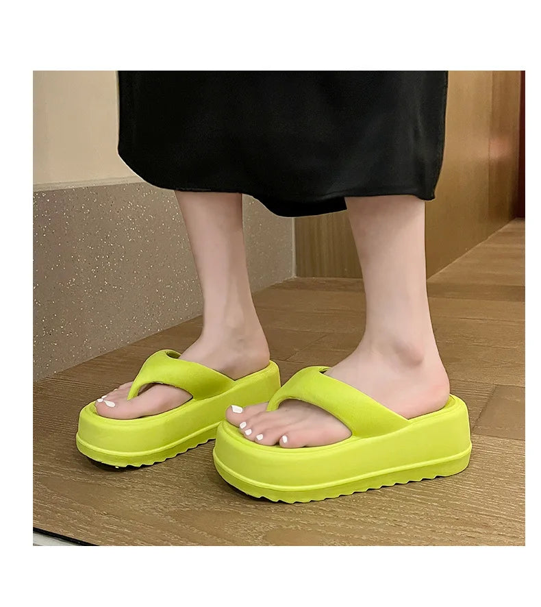 Crestar Summer Women's Platform Slippers Fashion Women Deep Heels Soft Beach Slippers New Outdoor Waterproof Soft-Soled Slippers