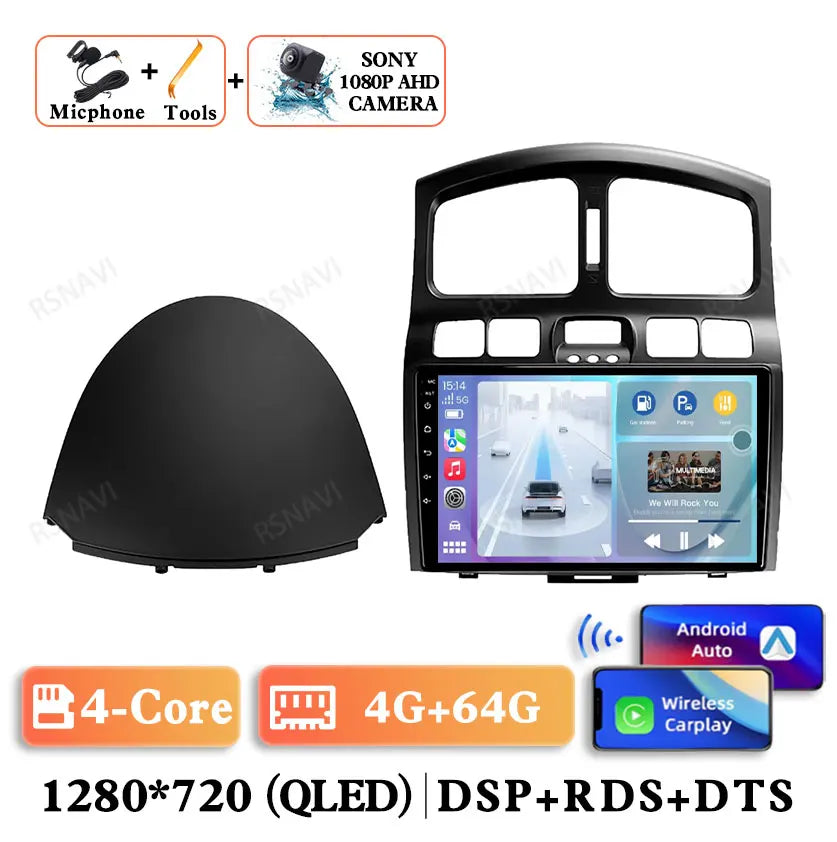 Android 15 For Hyundai Classic Santa Fe 2000-2004 JAC S1 (Rein) 2005-2015 Car Radio Qualcomm BT GPS Navigation QLED 5G WIFI AUTO