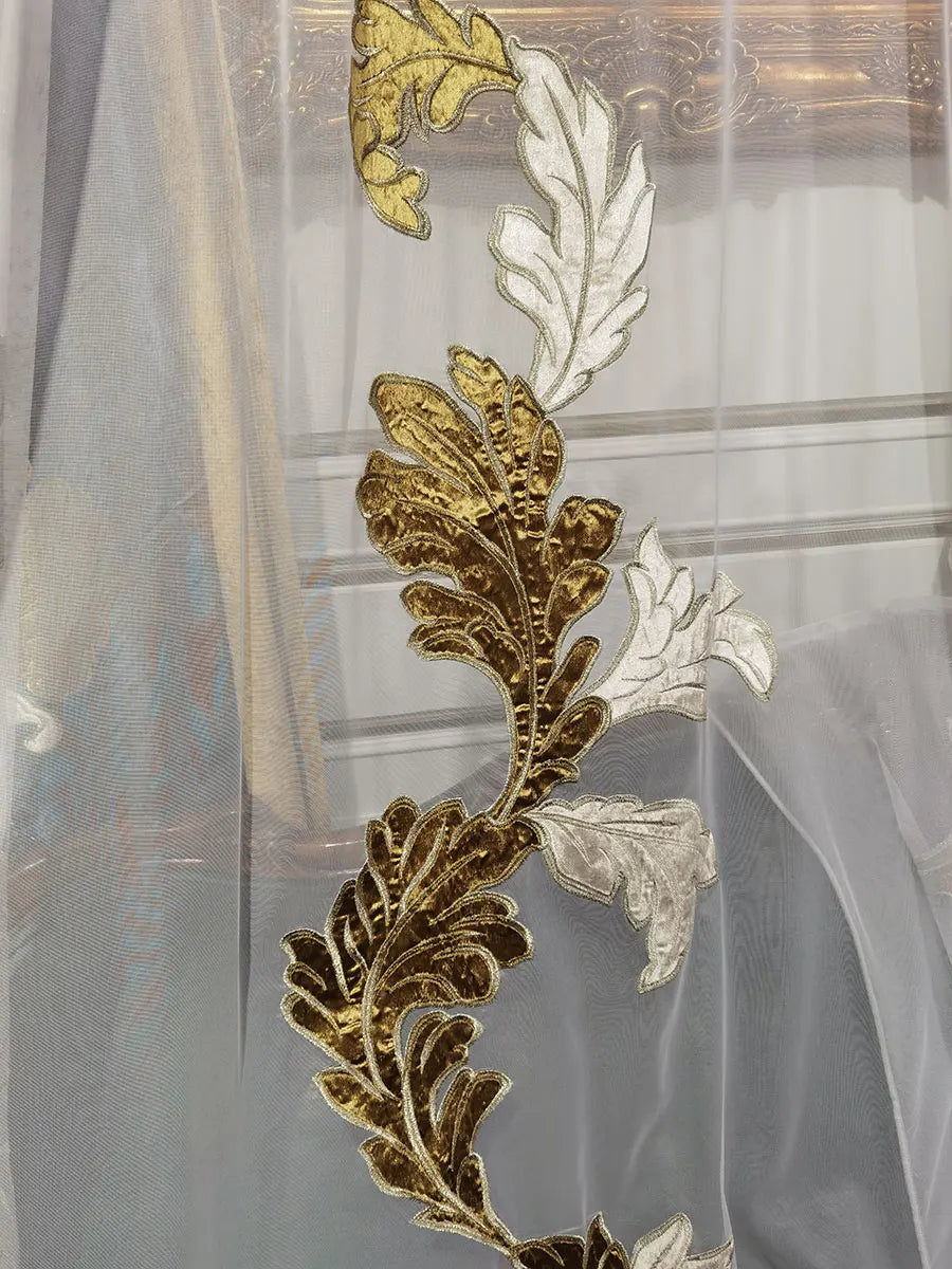 European Curtains for Living RoomCustom New High-end Villa  French Bedroom Velvet Embroidered American Cotton Wool Large Flowers