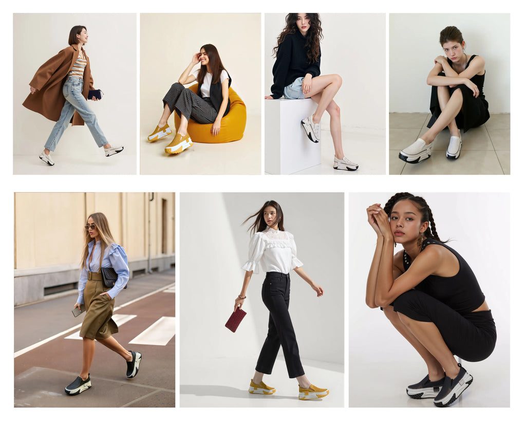 Fujin 7cm Genuine Leather Women Vulcanized Platform Wedge Chunky Sneaker Casual Stable Fashion Skate Boarding High Brand Shoes