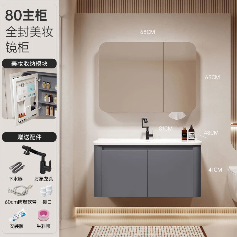 Standing Storage Bathroom Cabinet Shelf Light Mirror Organizer Bathroom Cabinet Vanity Shower Rack Banyo Dolabi Furniture