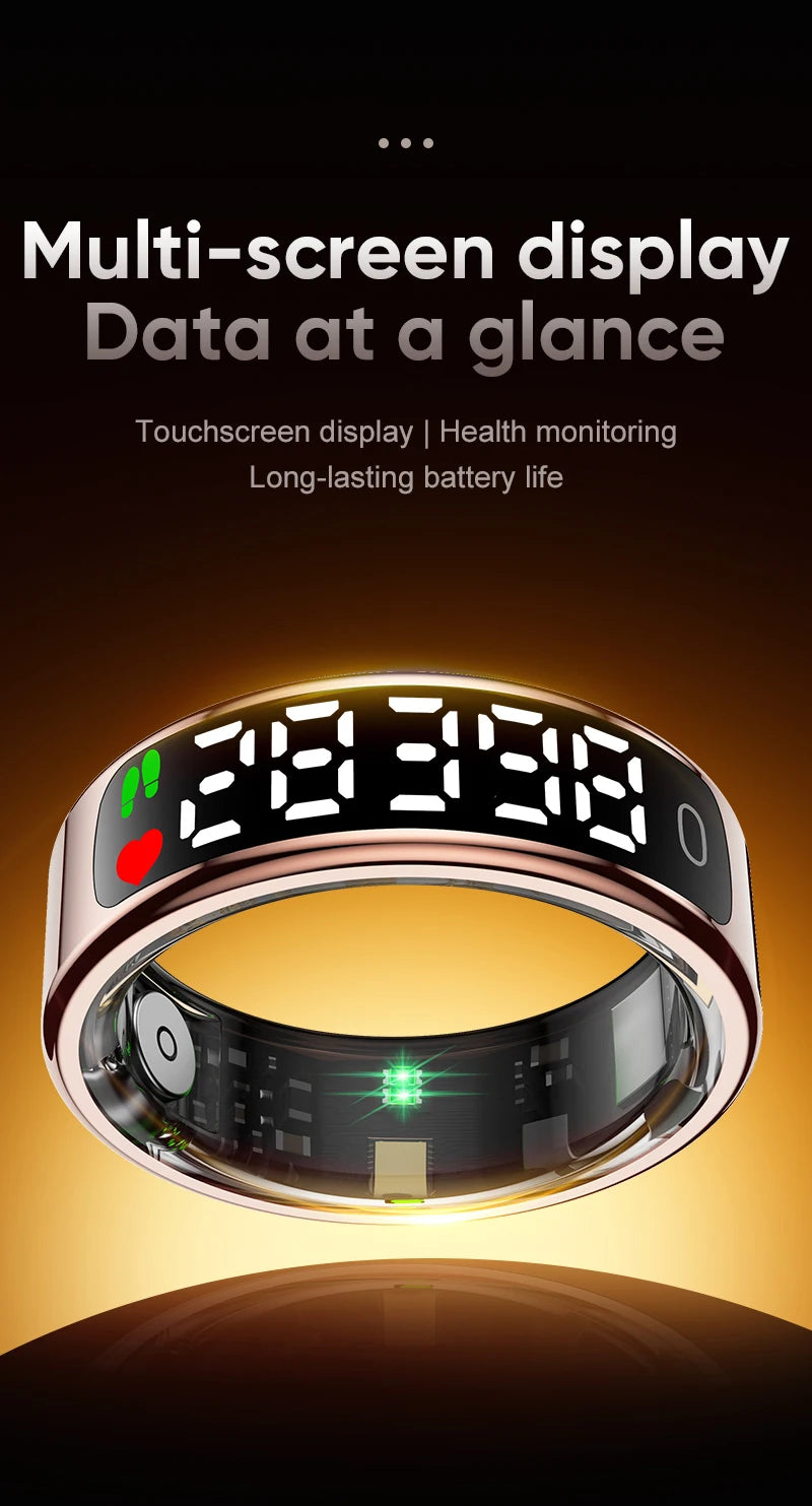 For Android IOS Phones Men Women Smart Ring With Charging Case Information Reminder Fitness Rings Pedometer Sleep Health Monitor