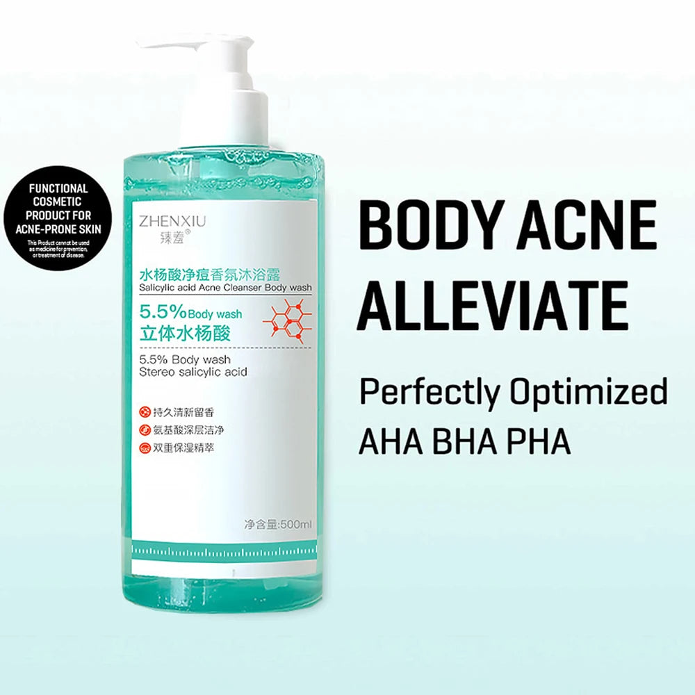 16.9 oz Salicylic Acid Body Wash, Gentle & Smoothing  Mild Exfoliating Daily Acne Body Wash Deep Cleanses Back Acne and Sebum SwiftNest