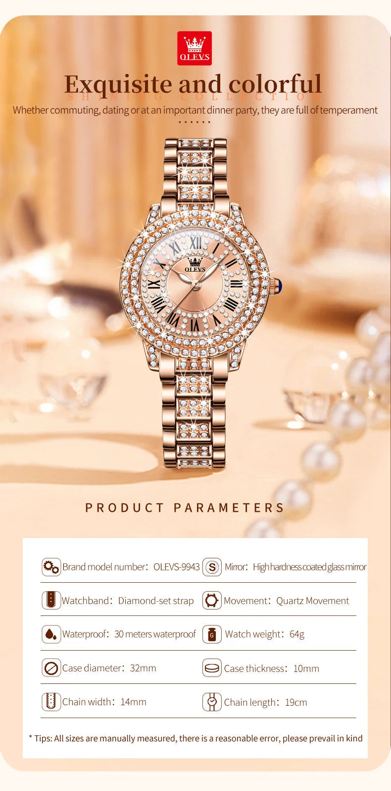 OLEVS 9943 Luxury Elegant Women's Watches Full Diamond Dial Waterproof Fashion Quartz Watch for Ladies Original Authentication SwiftNest