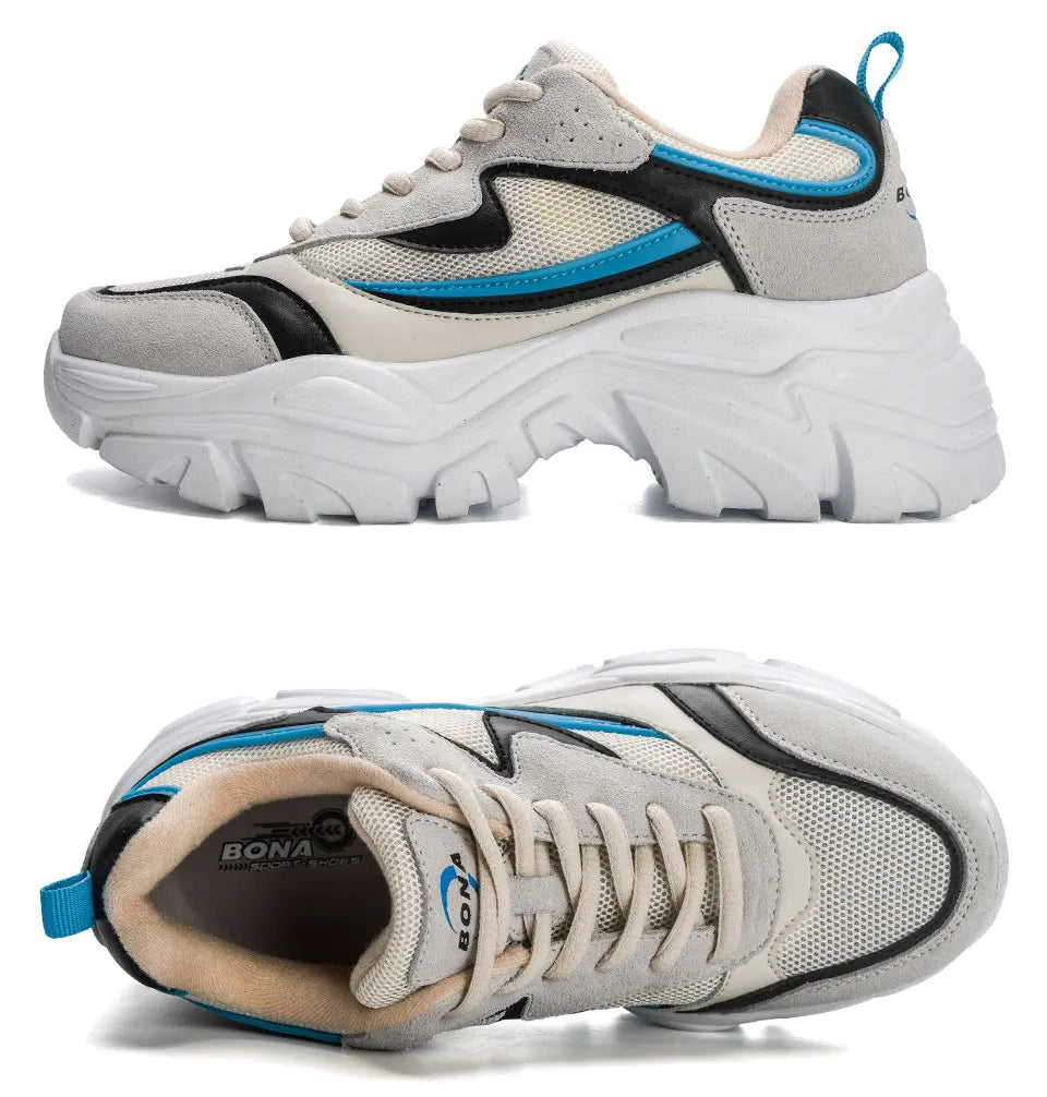 BONA 2023 New Designers Breathable Outdoor Light Weight Sneakers Women Platform Walking Shoes Ladies Feminino  Mujer