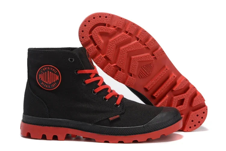 PALLADIUM Pampa Outdoor Classic Black and red Canvas Shoe Ankle Botas Cowboy Sneakers Boots Fashion Canvas Shoes Size Eur 40-45